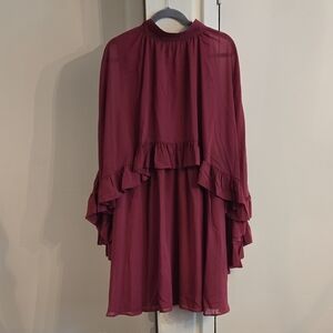 Eloquii Burgundy Long Sleeve Dress